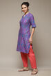 Purple LIVA Straight Kurta image number 3